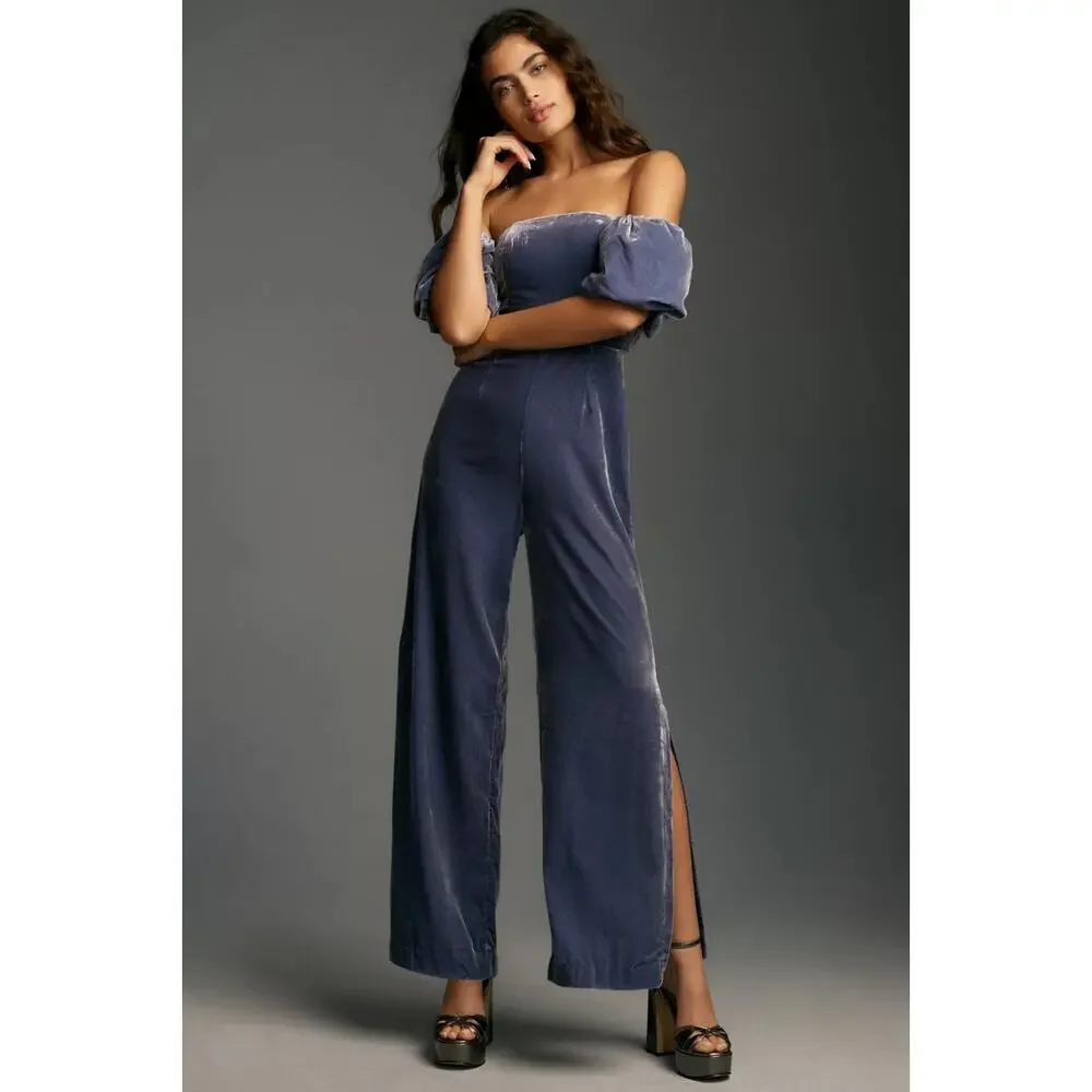 NEW Anthropologie The Femme Velvet Jumpsuit - Picture 1 of 4